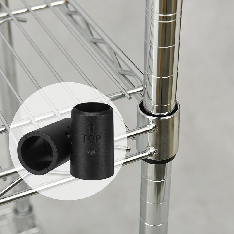 Sevici 50 Pack Wire Shelf Clips Wire Shelf Locking Clips for 1 in. Posts 25 Pairs of Black Shelf Sleeves, Replacement Plastic Accessory Parts for Wire Shelving Systems - Image 3